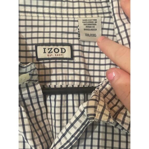 Izod Men's Plaid Button Down Long Sleeve Shirt. Blue/White. Size XXL - Picture 3 of 7